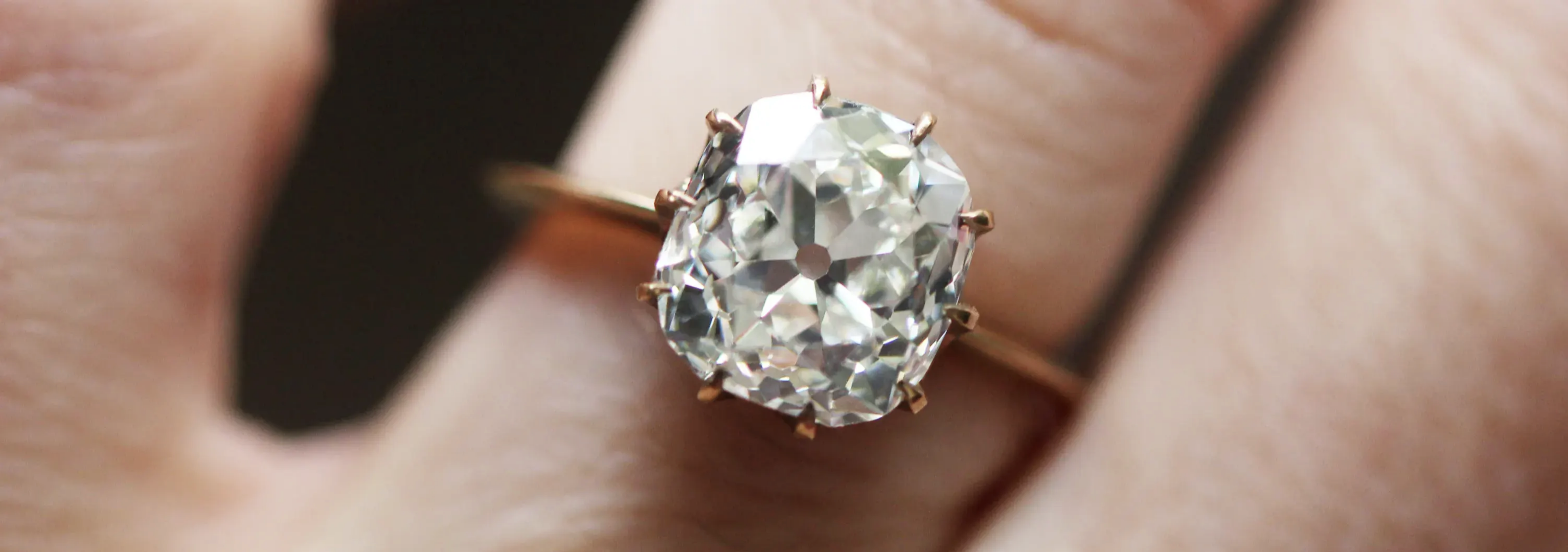 Bell and Bird 4CT Old mine Cut Diamond Ring