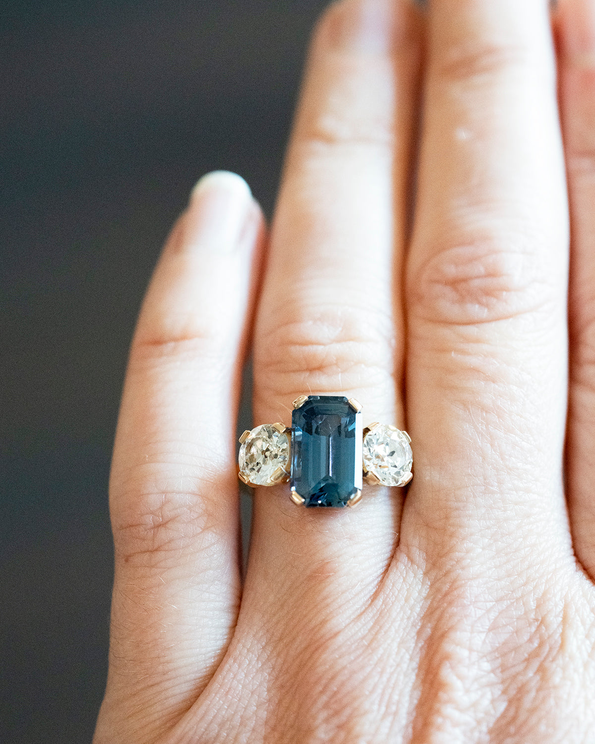 Sapphire and Diamond Three Stone Ring