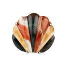 Scottish specimen agate scallop shell brooch, in silver. Scotland. Circa 1900.