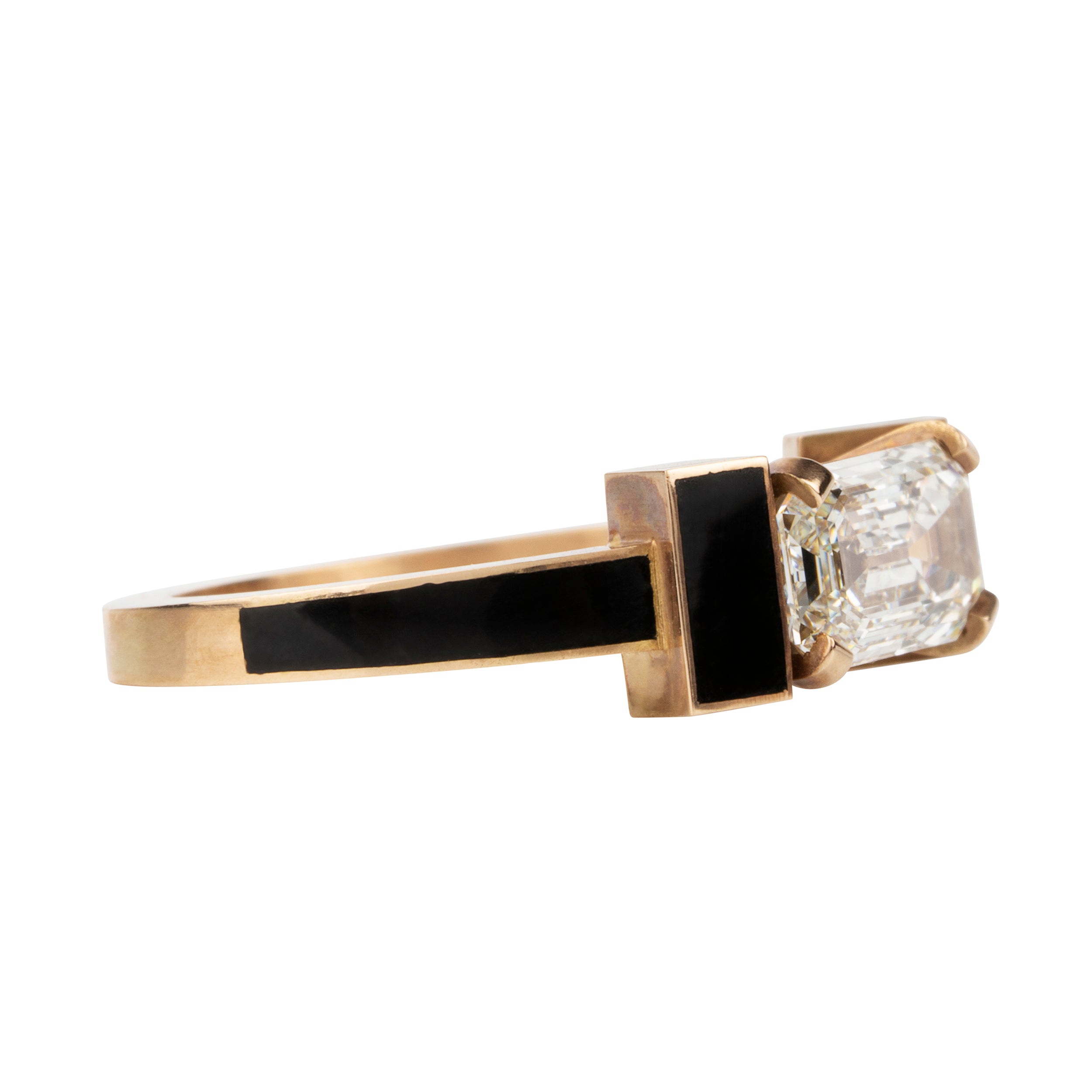 Bell & Bird No.3960 2.01 carat Emerald Cut Diamond Enamel Engagement Ring