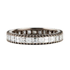 Handmade diamond eternity band set with carré cut diamonds. It is inspired by the labor intensive setting technique of many 18th and 19th century rings we have encountered over the years. Made in our 18k palladium white gold. Size 6.75 has approximately 1.96 carats, G-H/VS.
