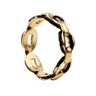 Victorian era black enamel gold linked chain ring, in 15k gold. England. Circa 1880.
