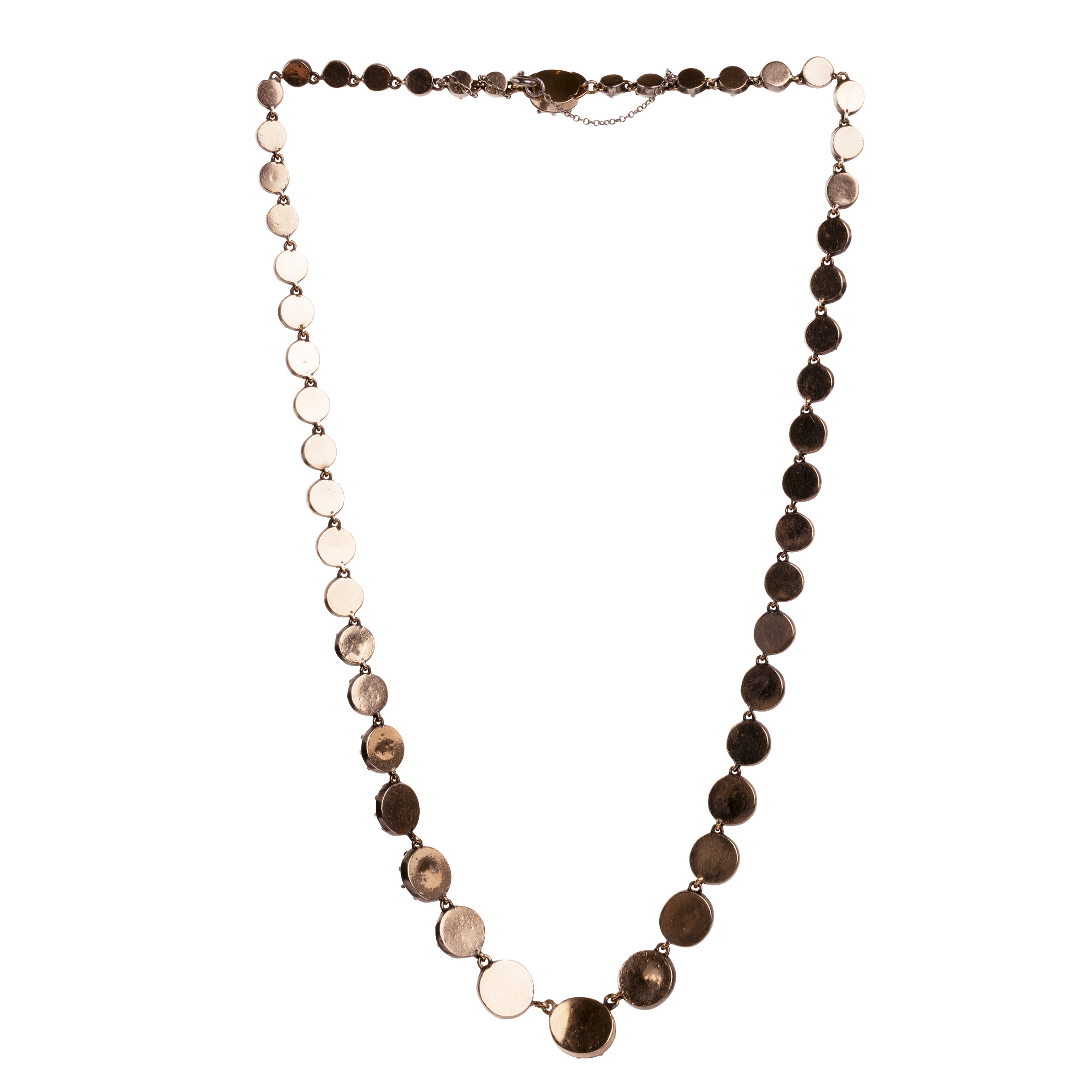 Georgian Era Rose Cut Diamond Rivière Necklace. A back view of the necklace.