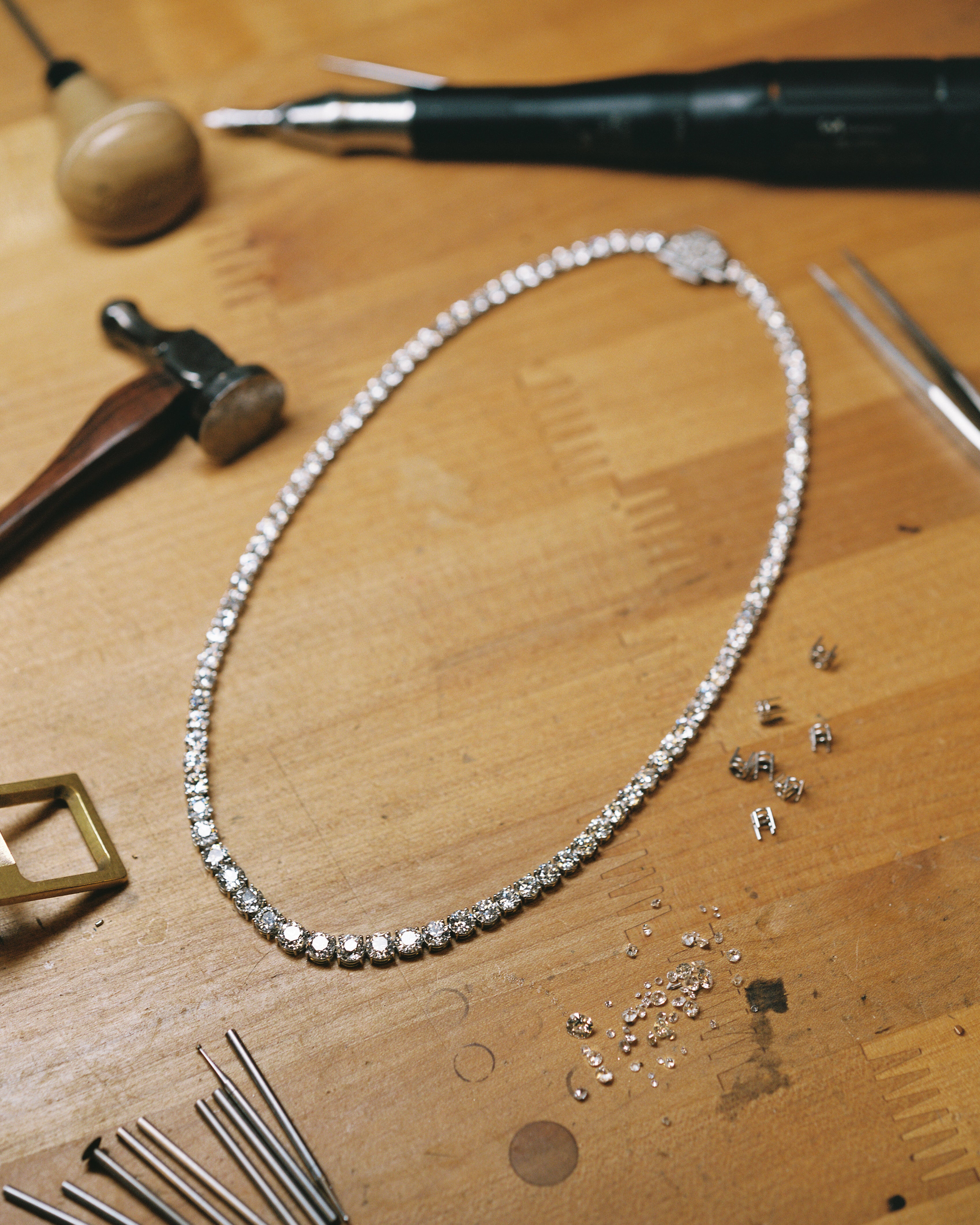 Diamond Necklace on a workshop bench