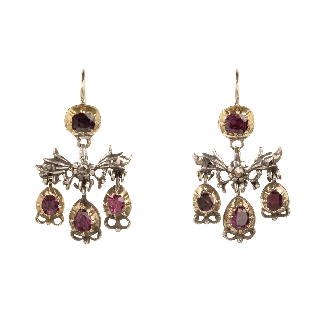 Ruby and Diamond Girandole Earrings