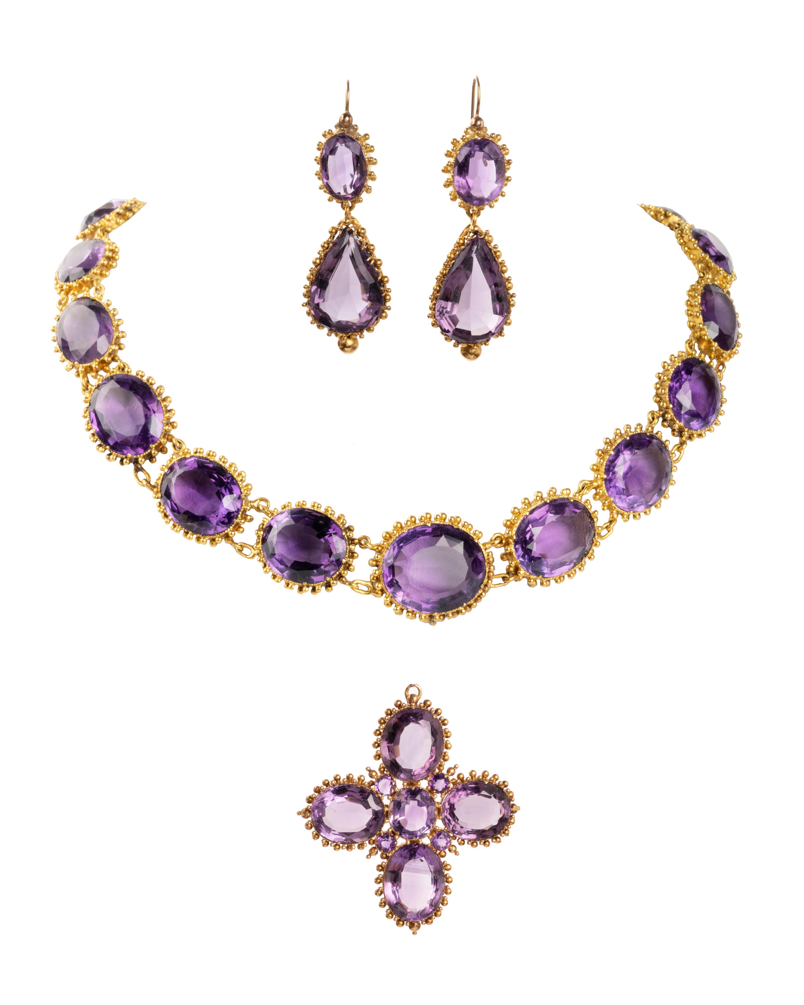 Early Victorian Era Amethyst Demi-Parure – Bell and Bird