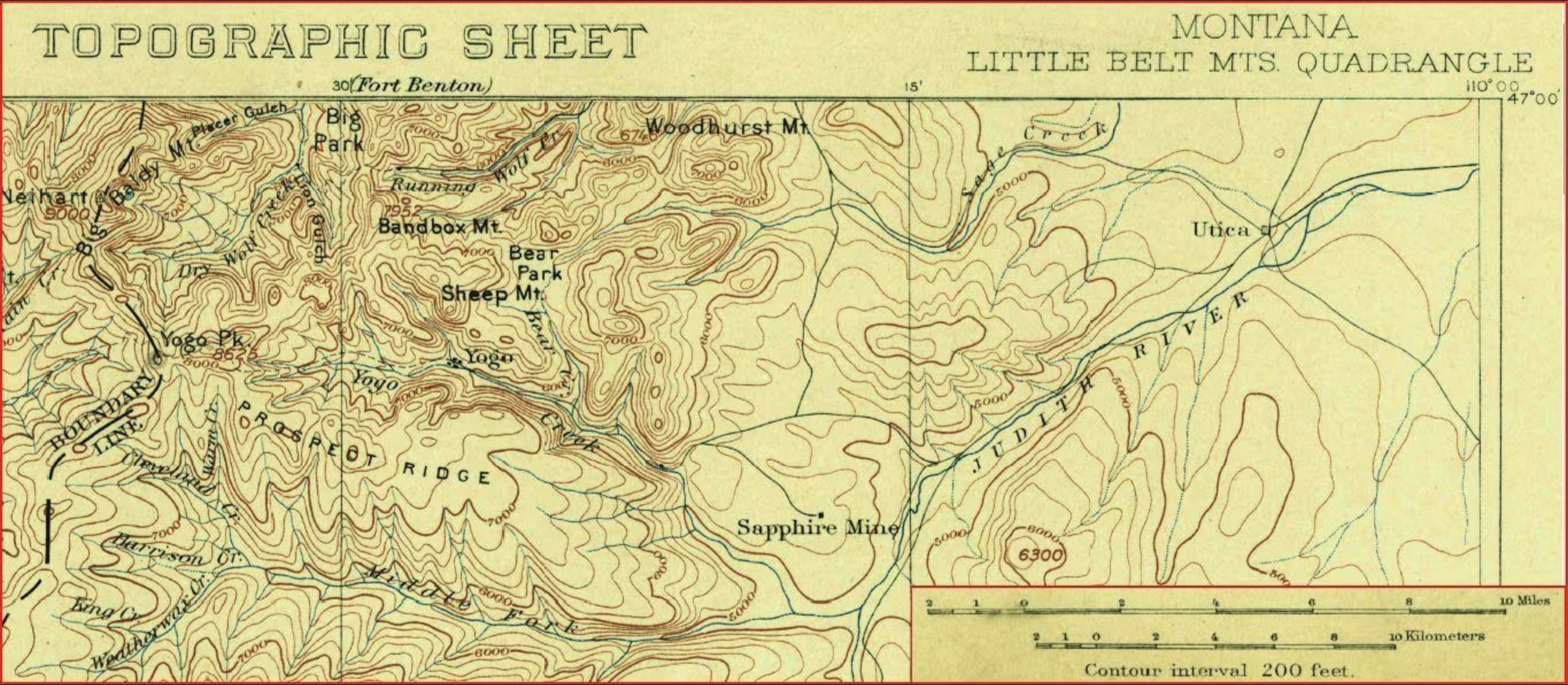 Antique Map of Montana Sapphire Mines