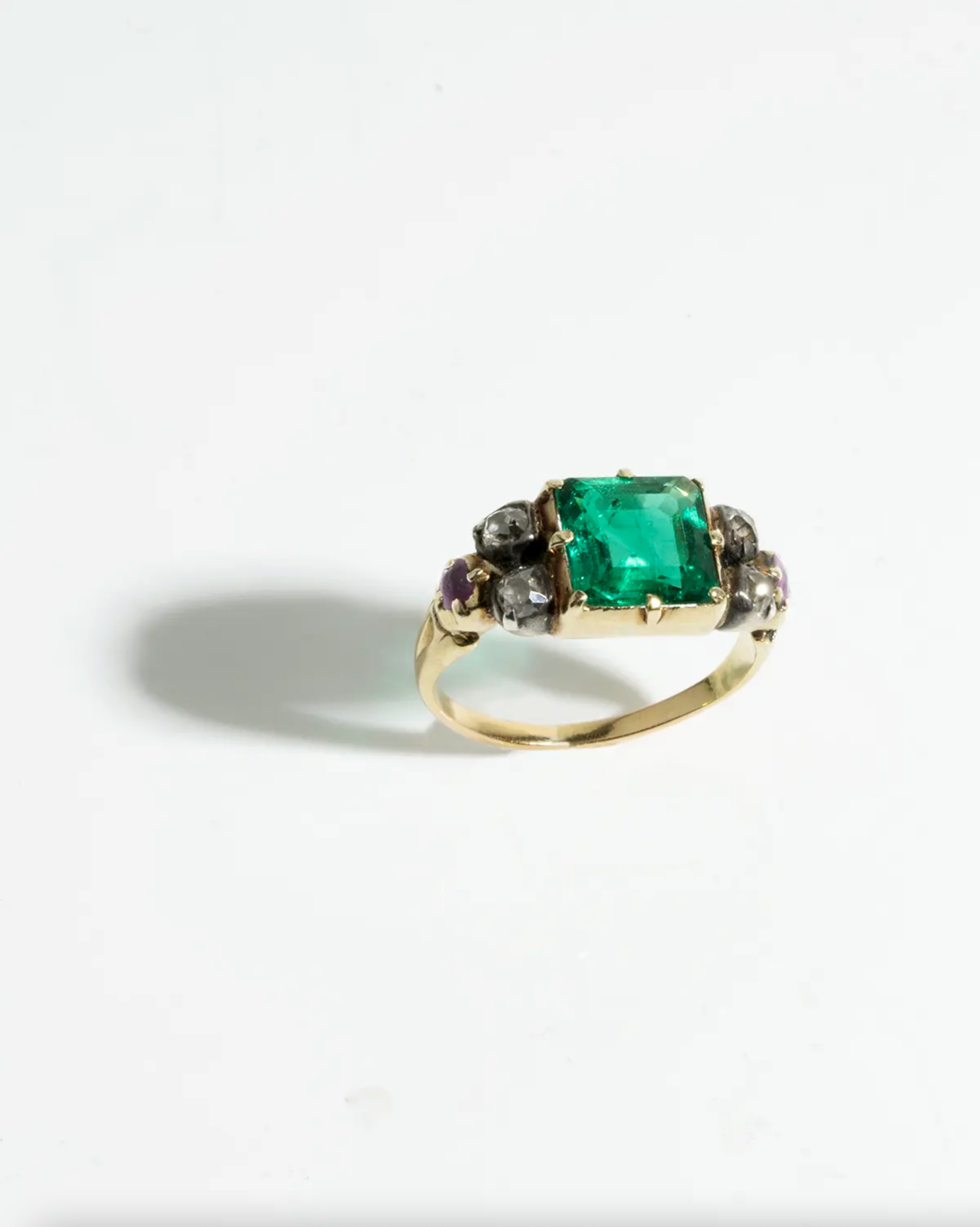 18th century emerald, diamond and ruby ring 