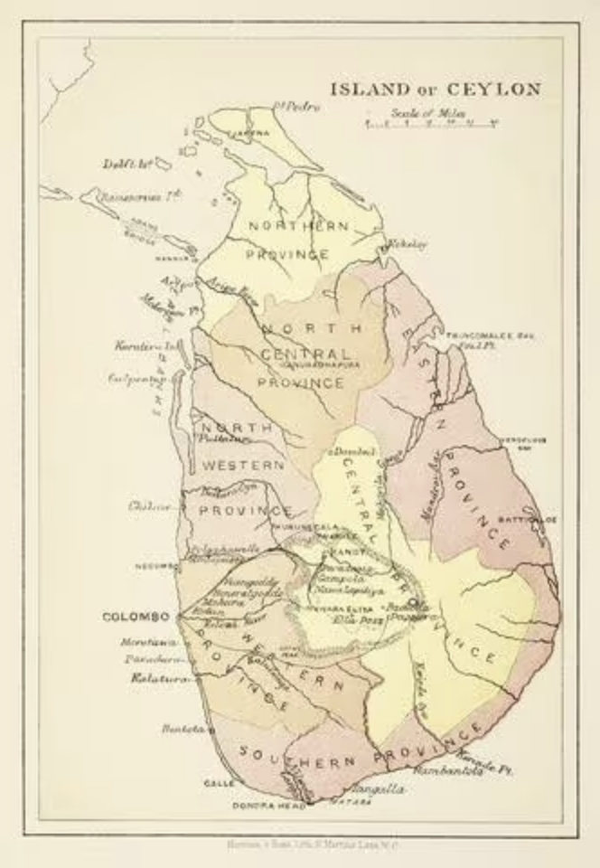 Antique map of the island of Ceylon