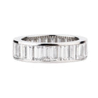 Bell & Bird Channel Set Baguette Diamond Eternity Band in platinum, made to order.