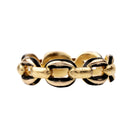 Victorian era black enamel gold linked chain ring, in 15k gold. England. Circa 1880.