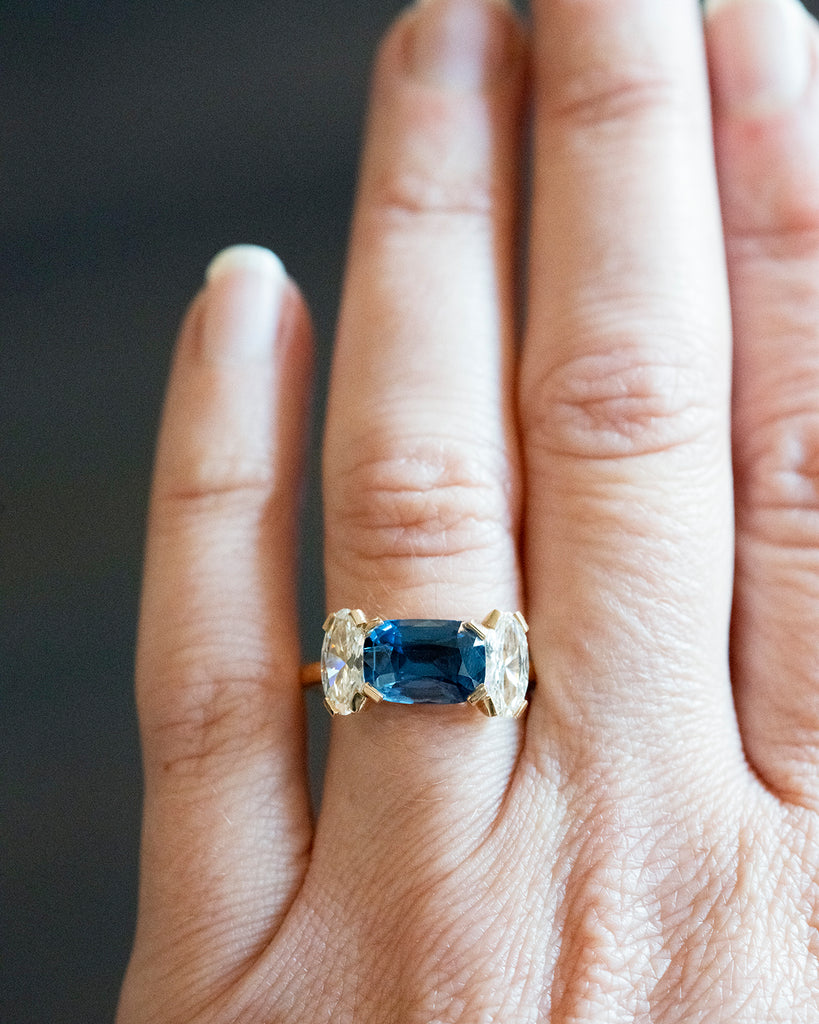 Sapphire and Diamond Three Stone Ring
