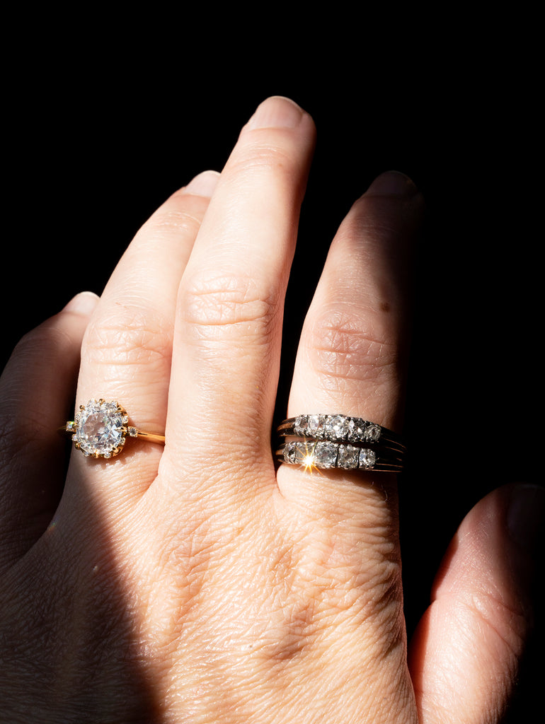 Rare set of Early Victorian Five Stone Diamond Match Set Ring