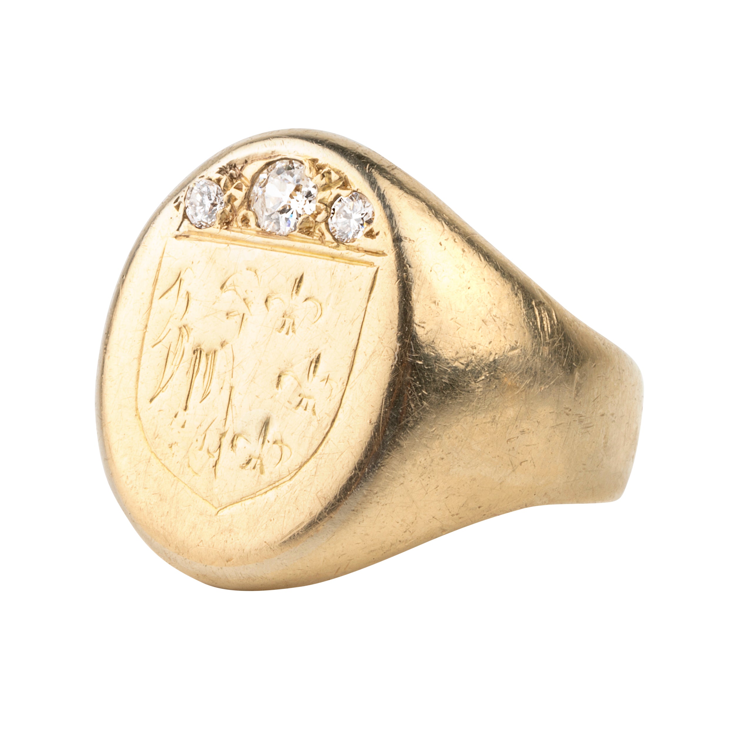 Early 20th Century Heavy Diamond Signet Ring – Bell and Bird