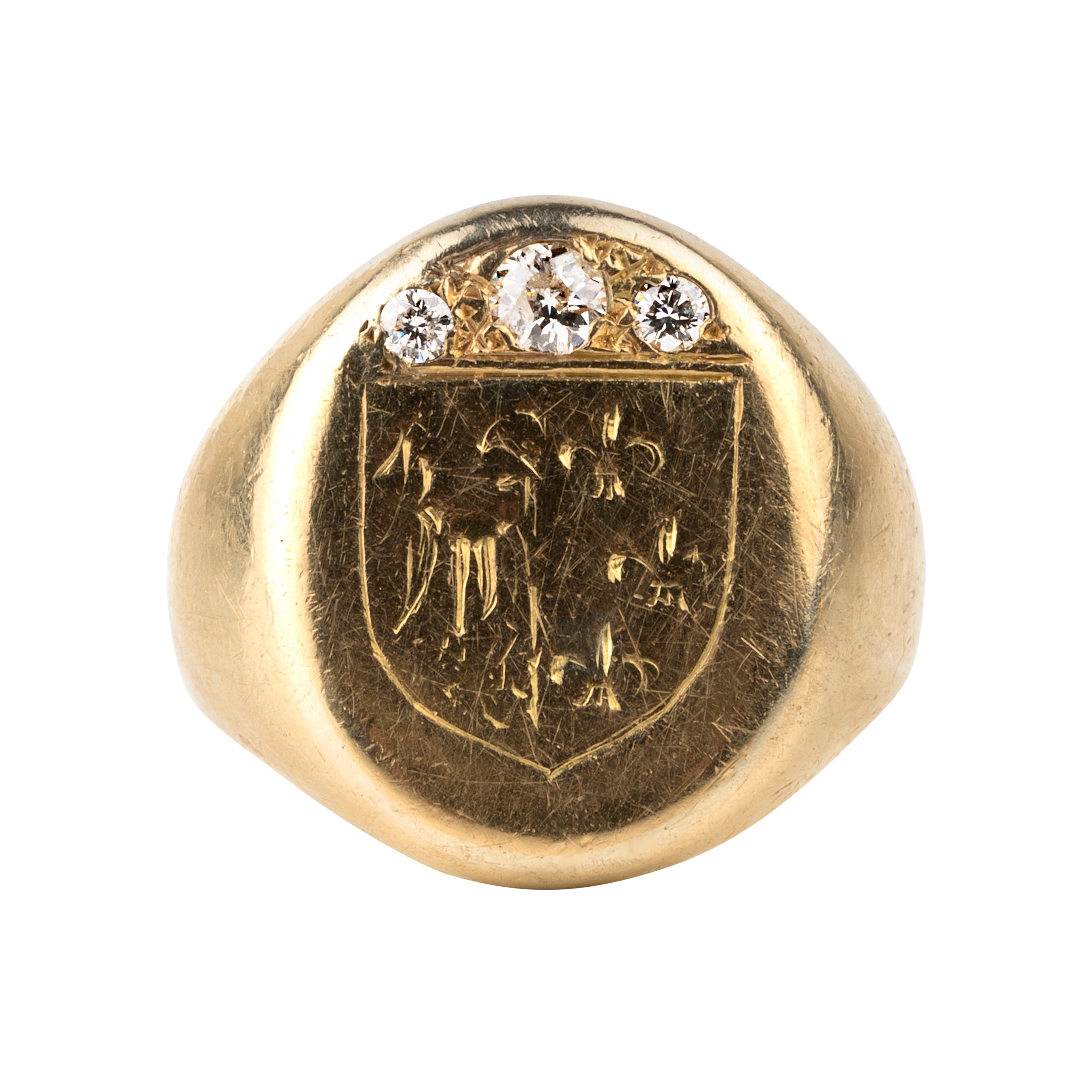 Early 20th Century Heavy Diamond Signet Ring – Bell and Bird