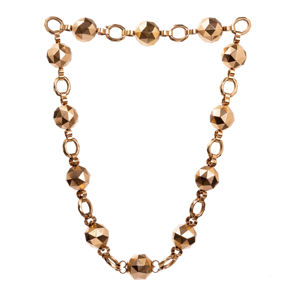 19th Century French Facetted Link Gold Necklace