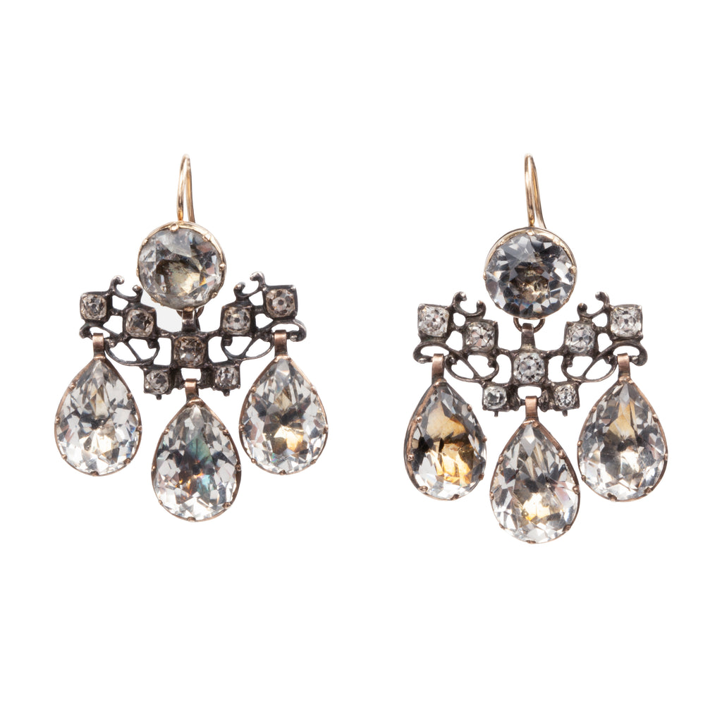 White paste girandole earrings