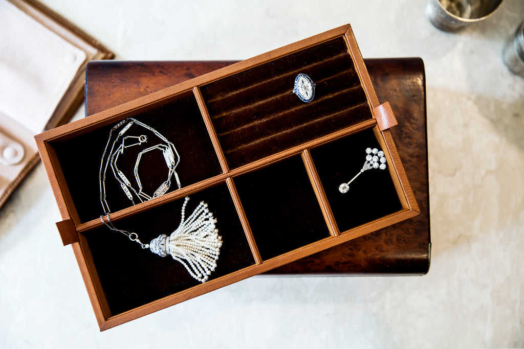 A jewelry tray of antique jewelry 