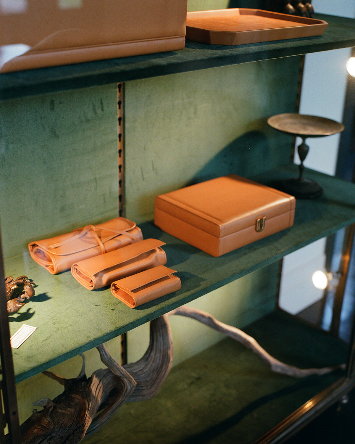 A photo of leather jewelry cases in the case. 