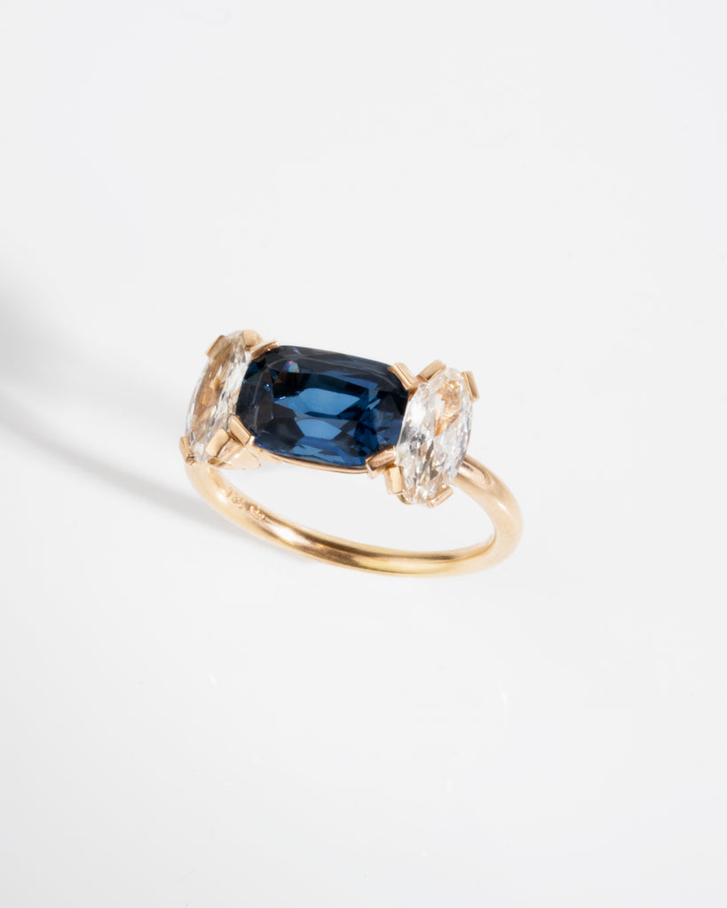 Sapphire and Diamond Three Stone Ring