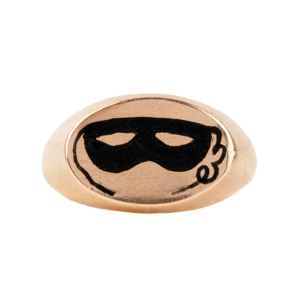 Turn of a Century Gold masquerade Signet ring – Bell and Bird