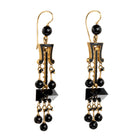 19th Century Tiffany &amp; Company onyx earrings and brooch, in 18k gold. Carved onyx and black enamel details with the original box. American. Circa 1870.&nbsp;