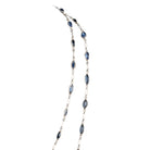 Art Deco sapphire spectacle set platinum chain. Marquise shaped blue sapphires set in bezel settings. American. Circa 1920.