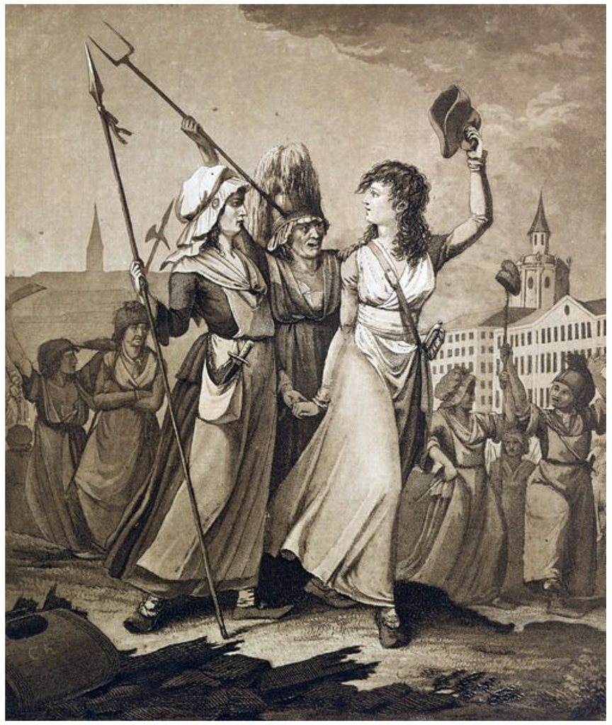 Drawing of Versaille Women protesting. 
