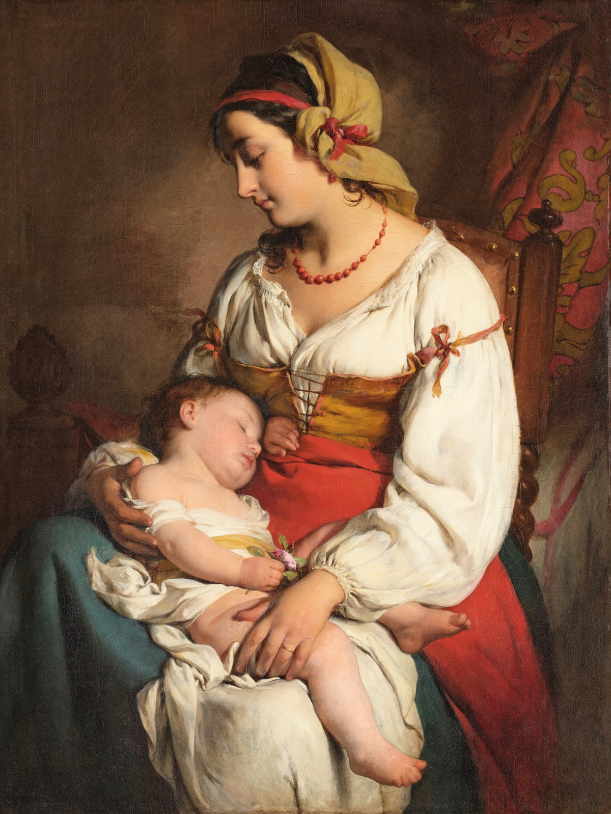 18th century painting of a mother and child
