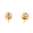 Our design for these earrings is inspired by Georgian and Victorian Era cutaway settings. Entirely hand fabricated they feature silver topped gold cutaway collet settings. This is a labor-intensive setting technique common in 18th and 19th century. These demure earrings feature two old mine cut diamonds, approximately 1.06 carats in total diamond weight , H-I color and SI1 / SI2 clarity. Hand engrave Bell &amp; Bird markers mark. back view. 