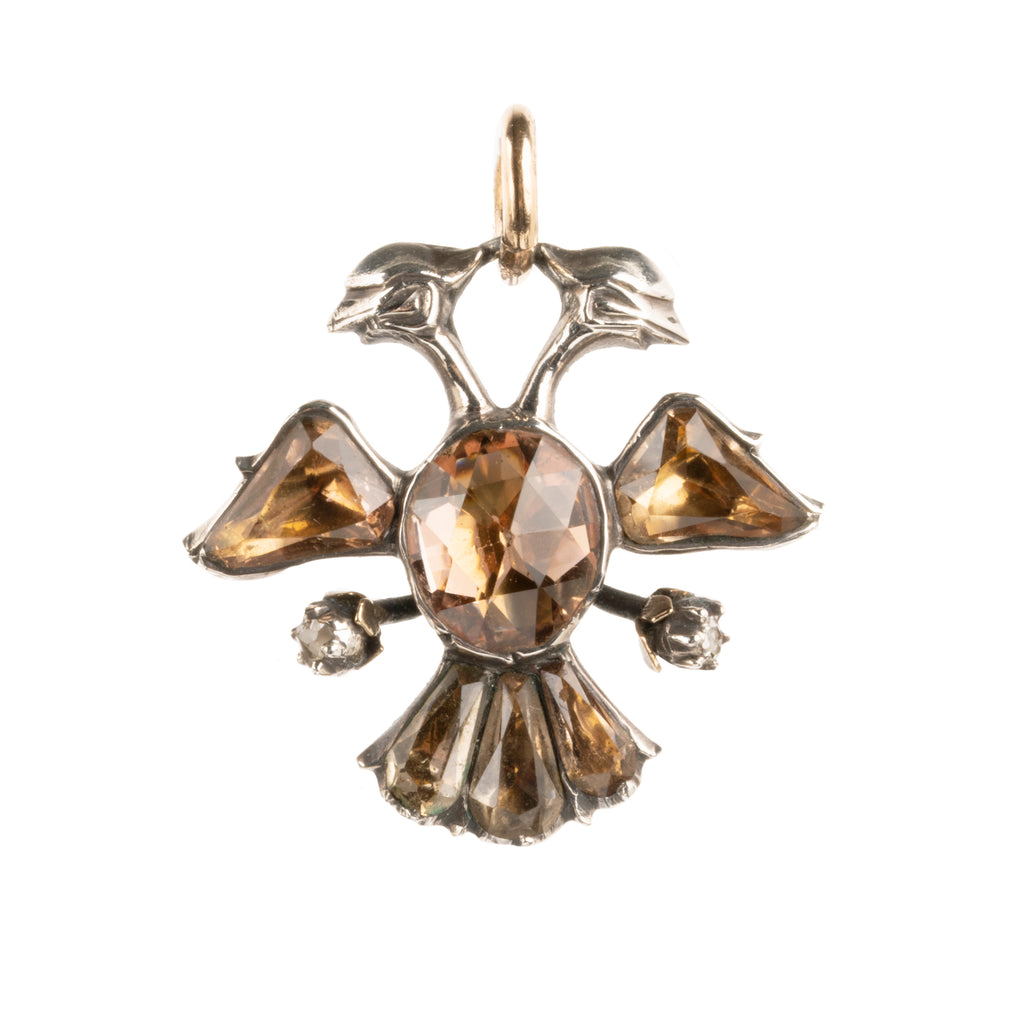 The Double-Headed Eagle is a symbol dating back to ancient cultures such as the Egyptians, Babylonians. This interpretation dates to the late 18th-century and would be Portuguese or Spanish in origin. Circa 1770. Front side view. 
