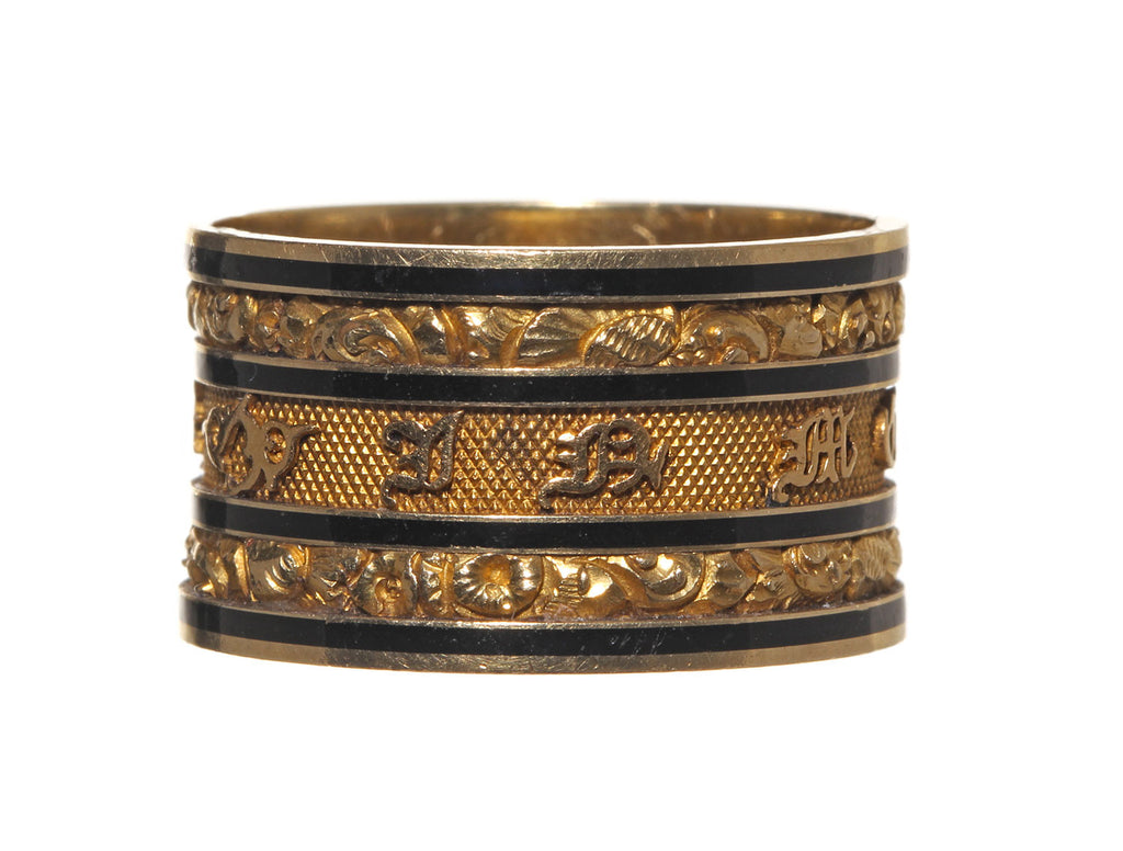 Wide Georgian Gold Mourning Ring Circa 1826