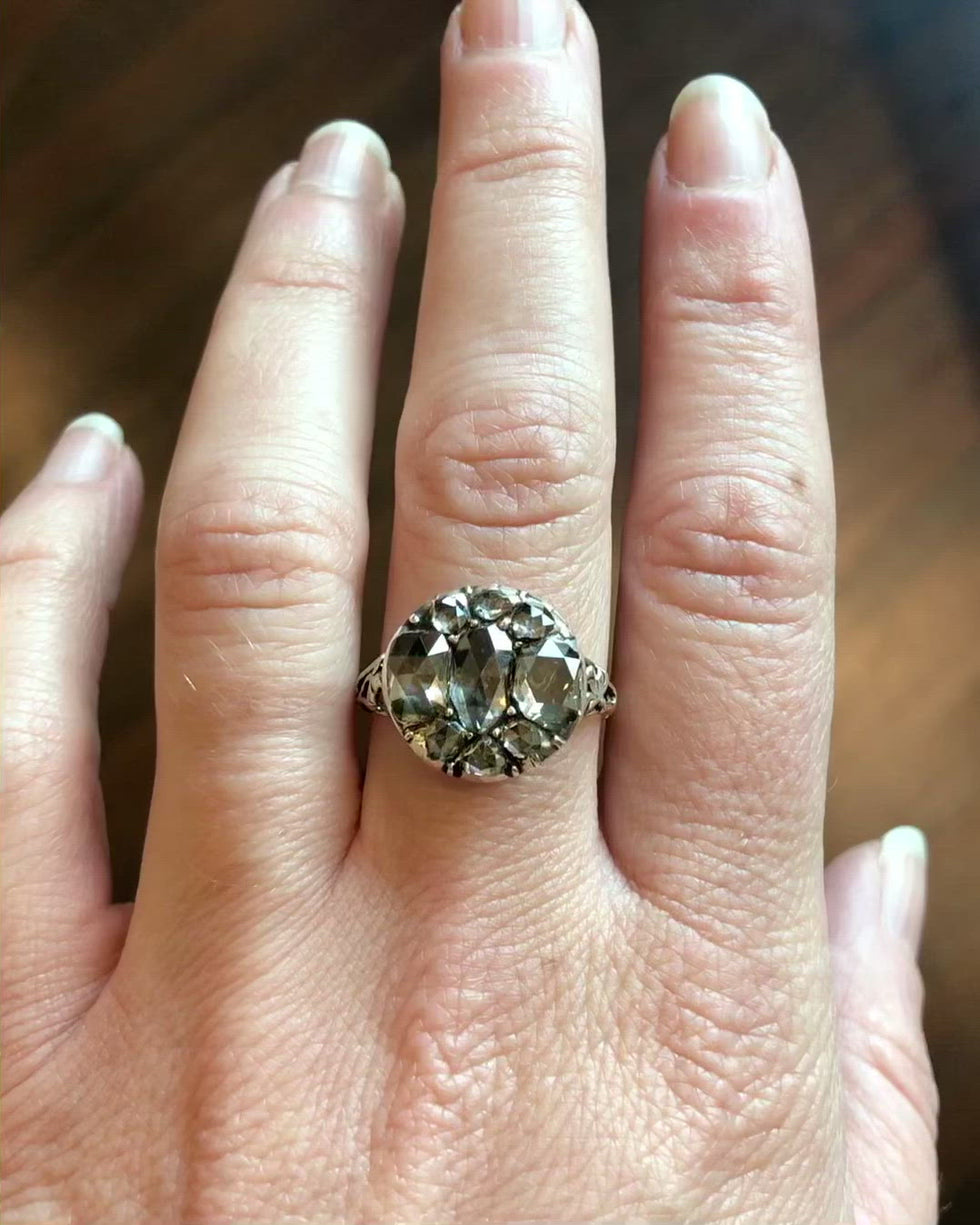 Georgian Era Rose Cut Diamond Cluster Ring – Bell and Bird