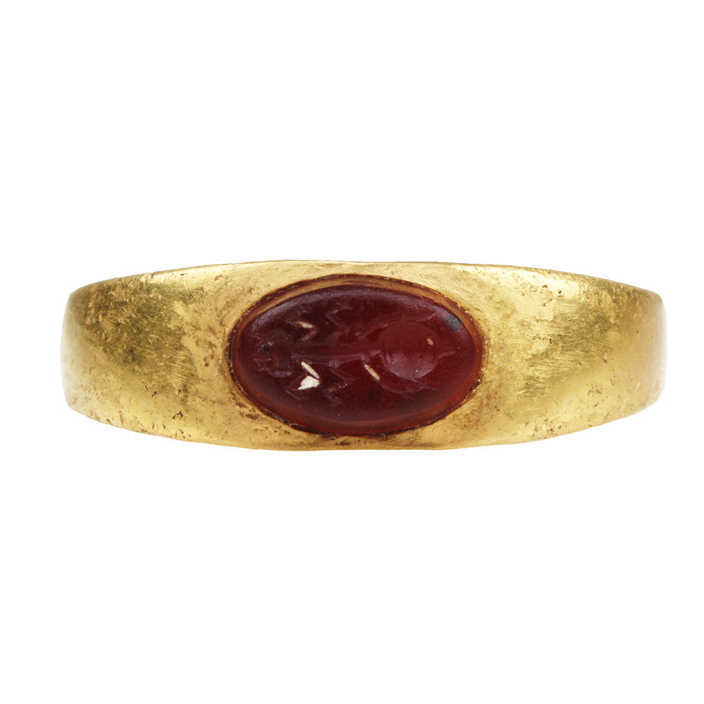 Ancient Roman Ant Intaglio Ring – Bell and Bird