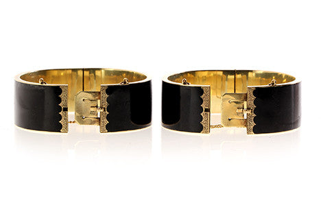 Victorian Black Enamel Bracelet Set