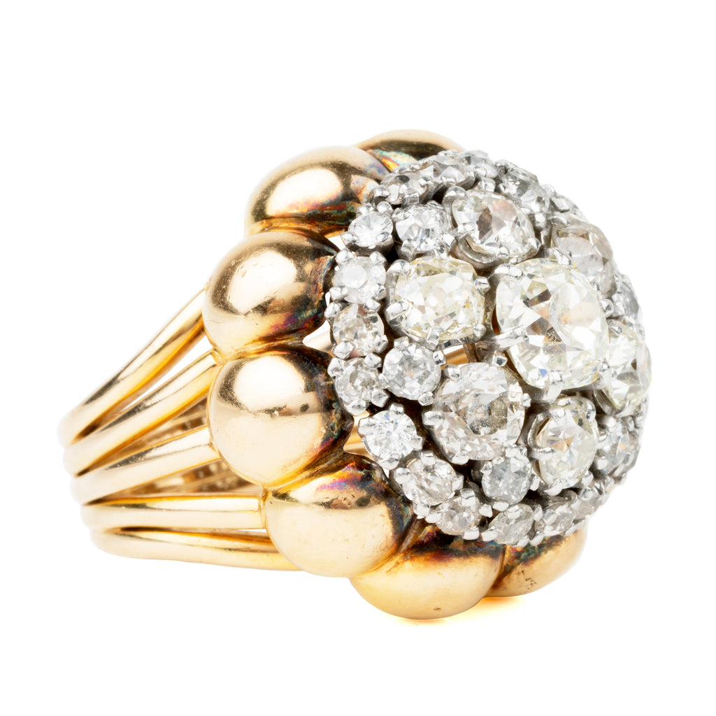 Diamond Bombe Ring and Basket Weave Ring