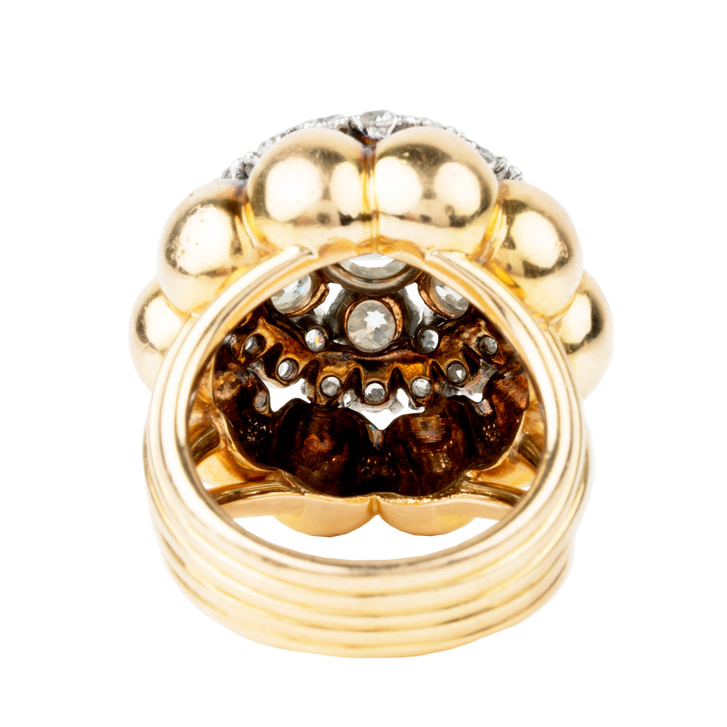 Diamond Bombe Ring and Basket Weave Ring