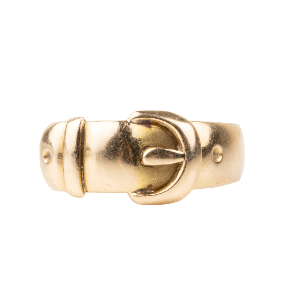 Victorian gold buckle pinkie ring