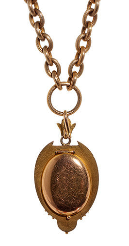 Gold Victorian Cameo Locket with Tintype Circa 1877 Bell and Bird