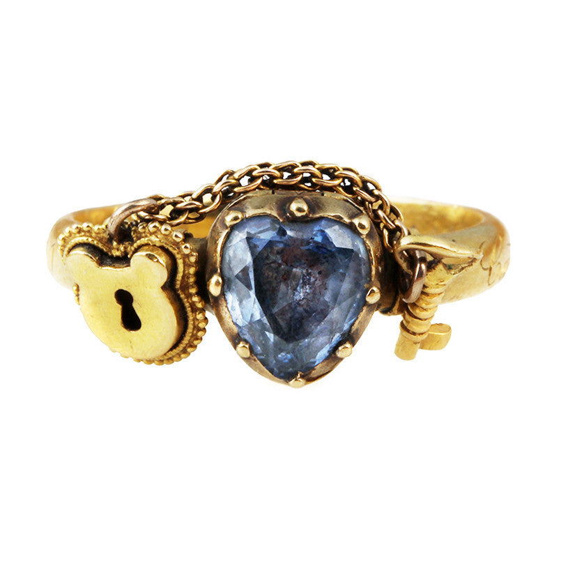 Early 19th Century Queen Caroline Sappire Heart Locket Ring
