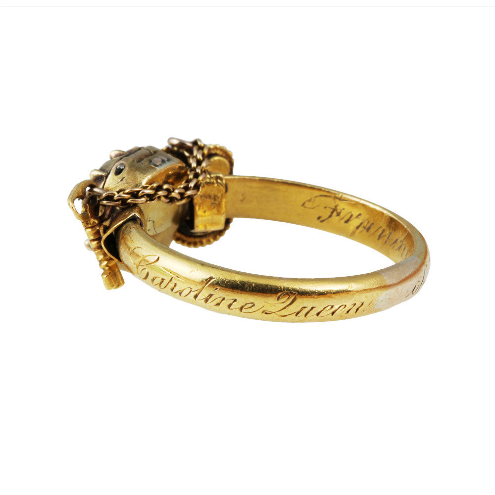 Early 19th Century Queen Caroline Sappire Heart Locket Ring