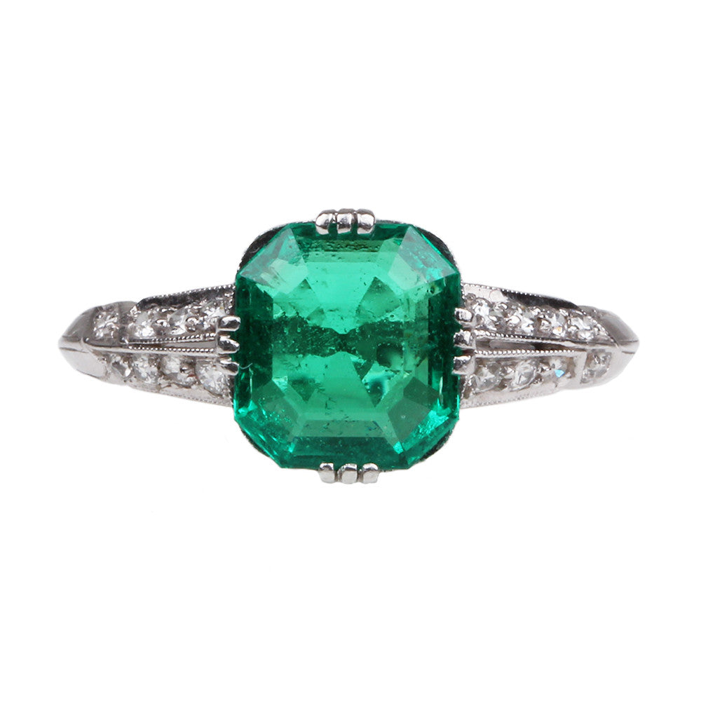 Tiffany & Co. Art Deco Emerald Diamond Ring | Bell And Bird