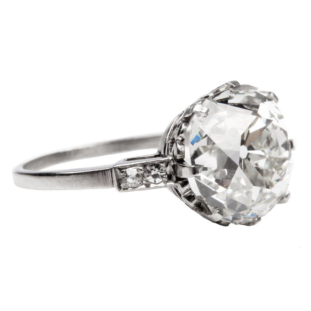 5.8 carat Old Mine Diamond in Art Deco Platinum Ring