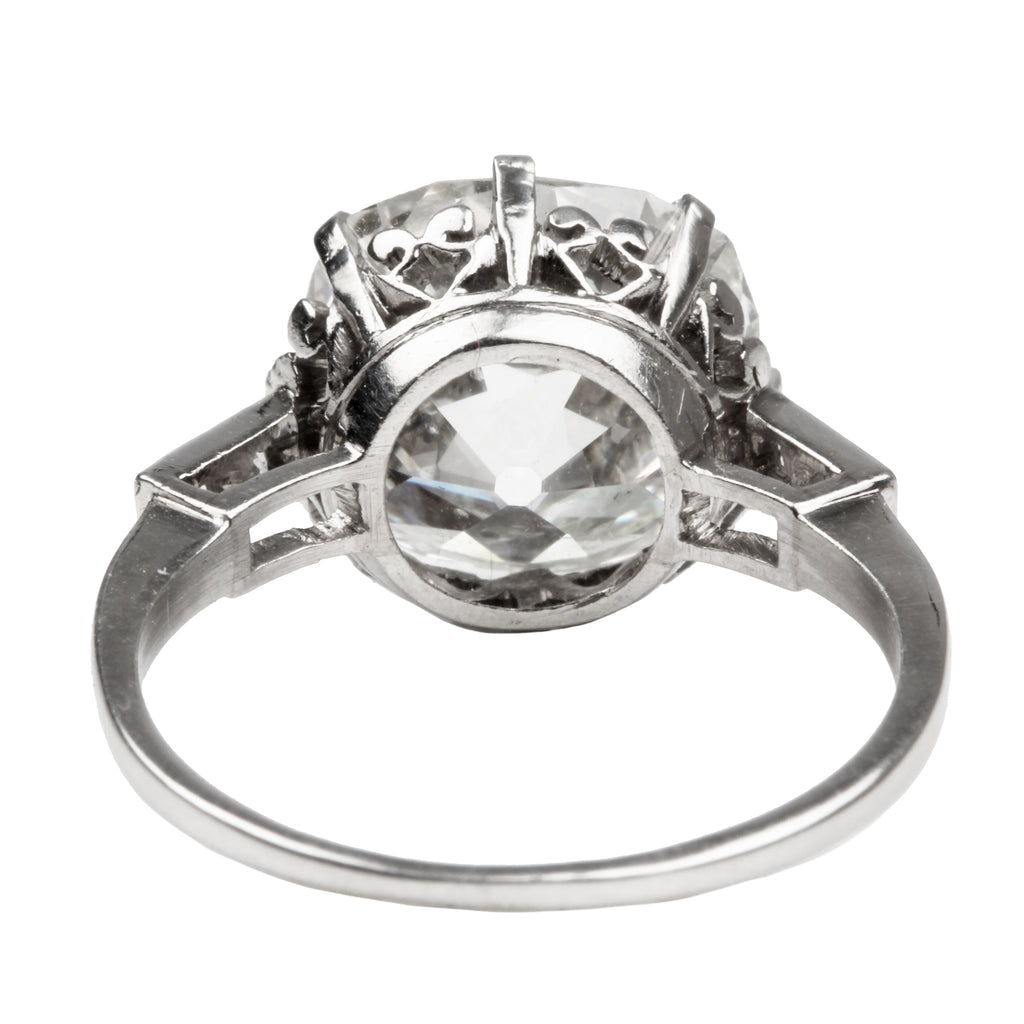 5.8 carat Old Mine Diamond in Art Deco Platinum Ring