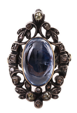 Sapphire & Diamond Hidden Locket  Ring