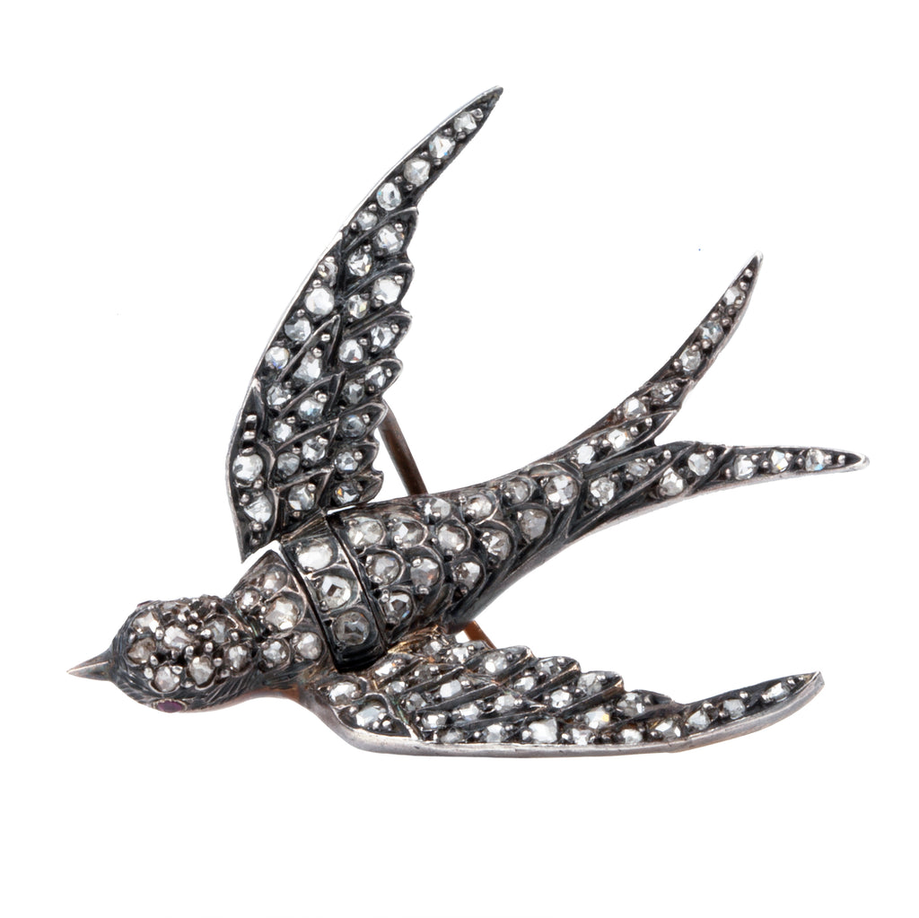 19th Century French Diamond Bird Brooch