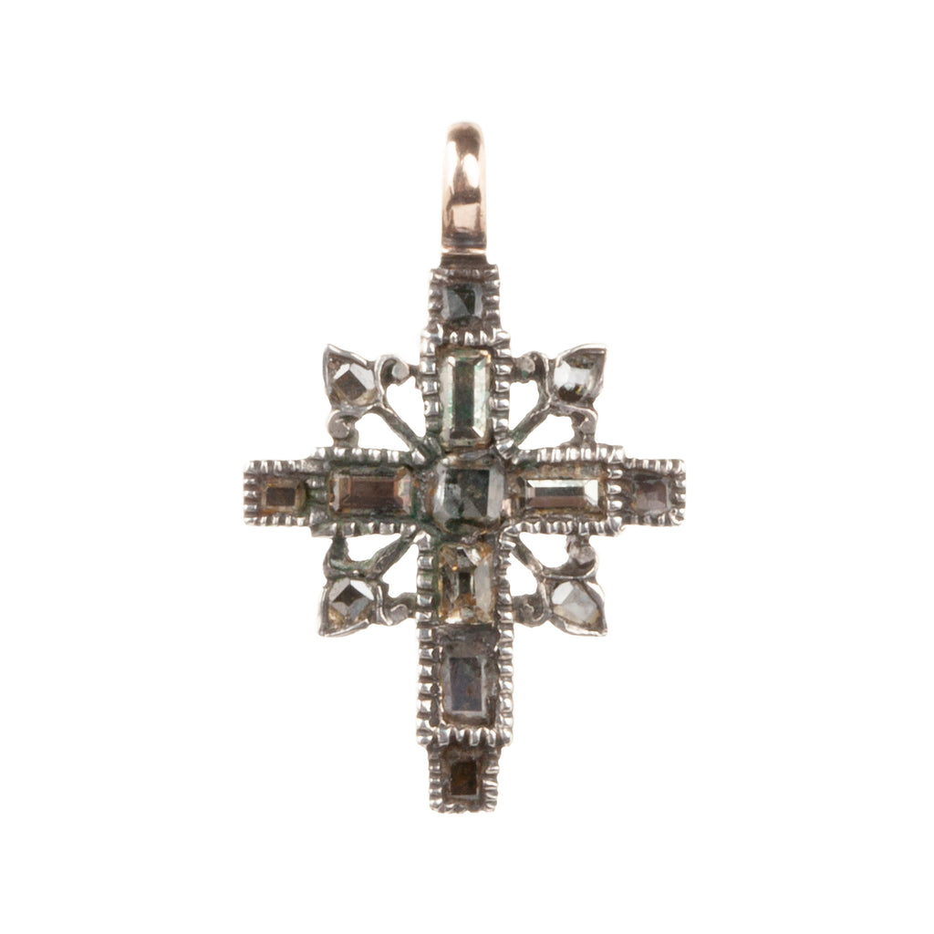 Rare 18th Century Diminutive Table Cut Diamond Cross
