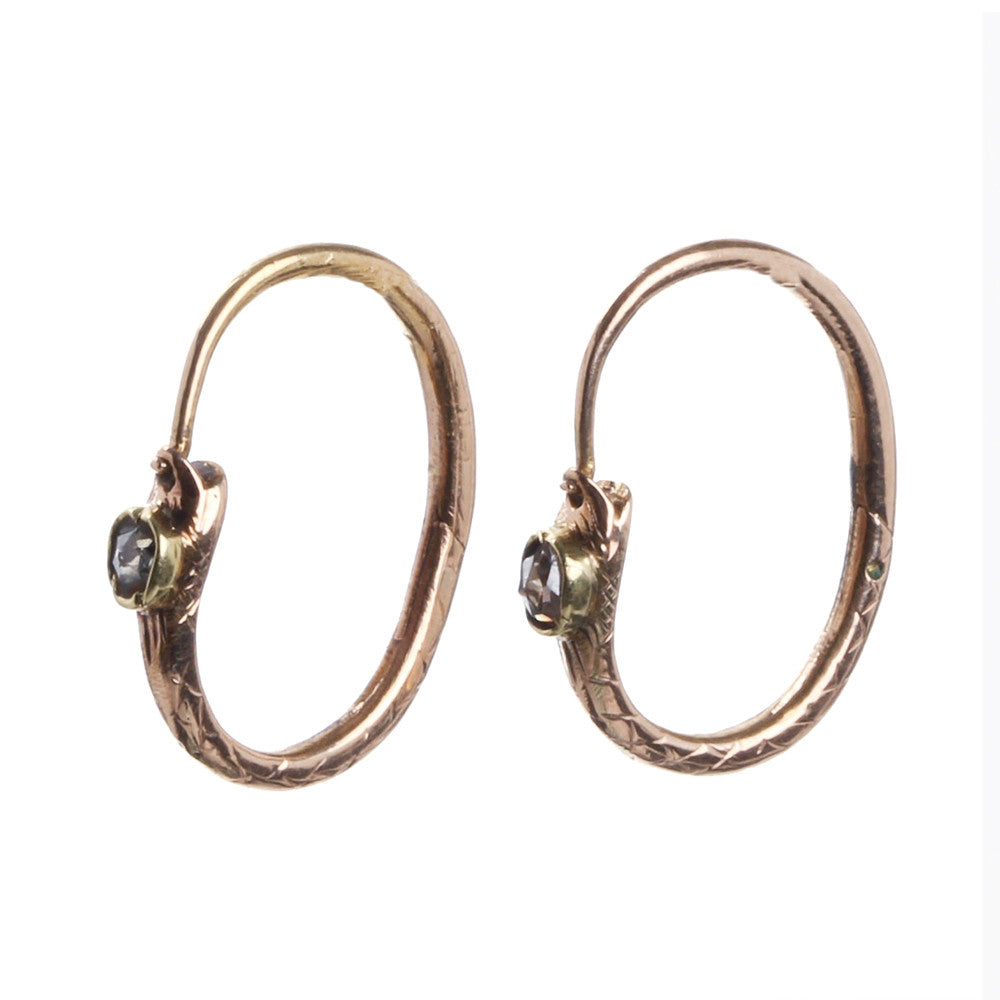 Petite Victorian Engraved Diamond Ouroboros Earrings