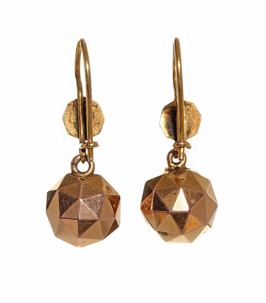 Victorian Rose Gold Facetted Ball Earrings