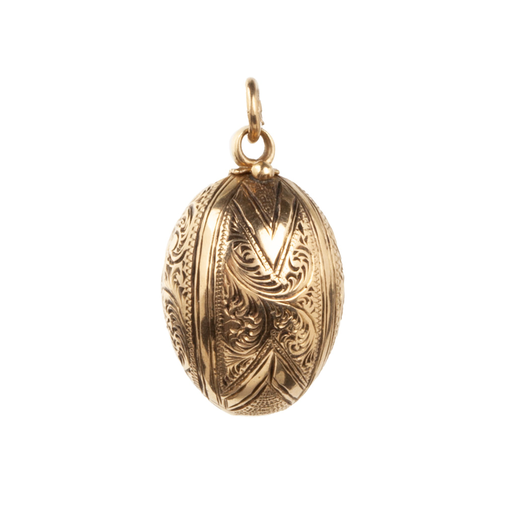 Diminutive Victorian Era Gold Egg Locket Charm
